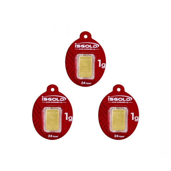 3 Adet 1 gr 24 Ayar Gram Altın